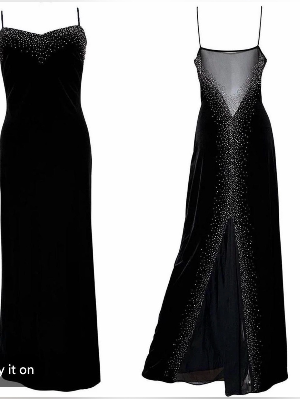Vintage  Dave and Johnny black Beaded Evening Dress - Size 11/12 - Picture 4 of 10